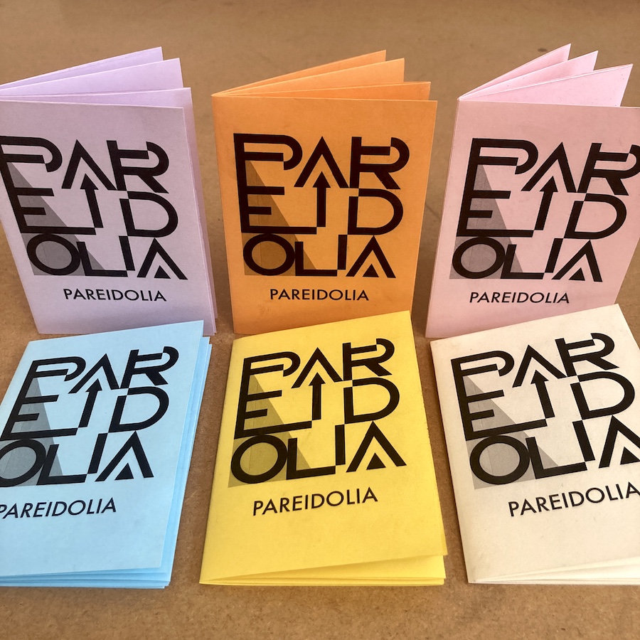 image 1 of a zine made with various images from the project printed on coloured paper